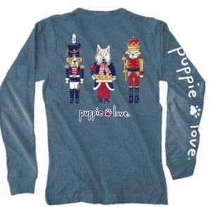 Puppie Love Nutcracker Pups Log Sleeve Tee