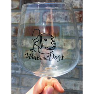 Wine and Dogs Trademark Wine Glass