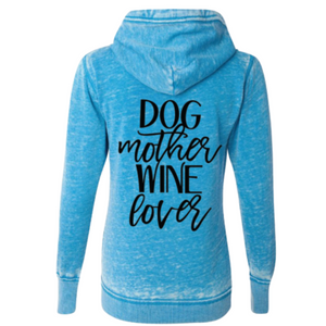 Dog Mother, Wine Lover Super Soft Full Zip Fleece