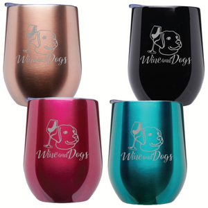 Wine & Dogs Laser Etched Stemless Wine Tumbler