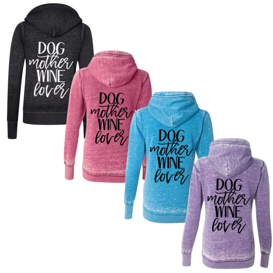 Dog Mother, Wine Lover Super Soft Full Zip Fleece