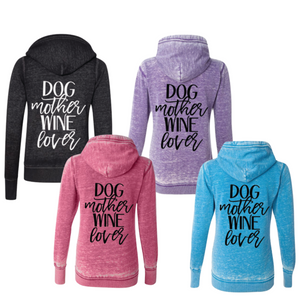 Dog Mother, Wine Lover Super Soft Full Zip Fleece