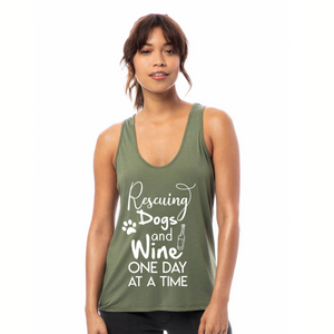 "Rescuing dogs and wine, One day at a time" Women's Slinky Jersey Tank