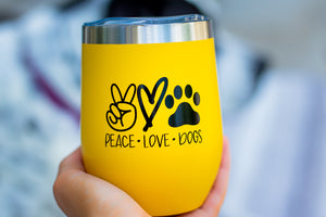 Peace, Love, Dogs Wine Tumbler