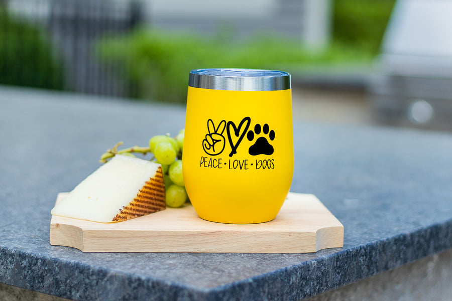 Peace, Love, Dogs Wine Tumbler