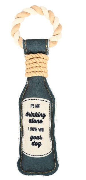 Drinking Alone - 13" Canvas Dog Toy on Rope