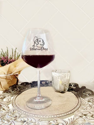 Wine and Dogs Trademark Wine Glass